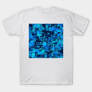 Random Crosshatch Pattern in Shades of Blue T-Shirt